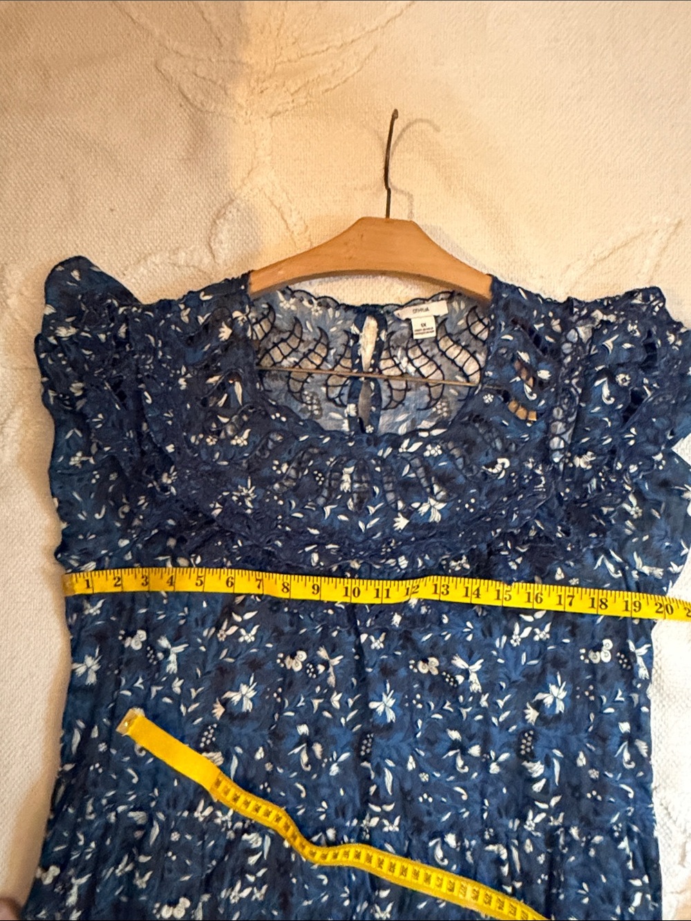 Blue Anthropologie Othilia Blue Floral Cotton Dress 1x - Picture 10 of 10